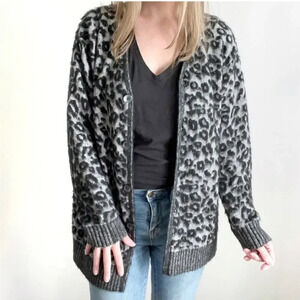 LA VIE by REBECCA‎ TAYLOR Leopard Cardigan Sweater